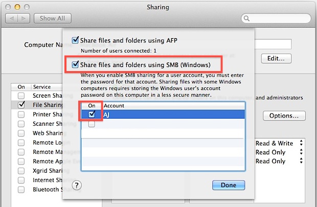 windows 7 share folder for mac